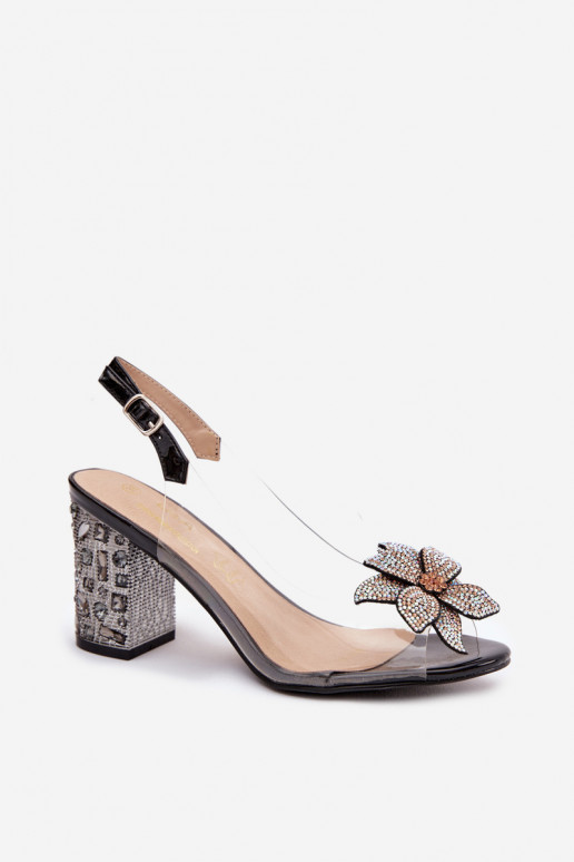 Perregimi sandále s podpätkami s ozdobami D&A MR38-321 čierna