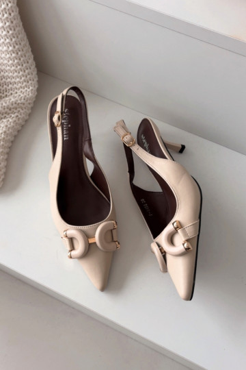 Dámske sandále s tenkými podpätkami S Ornatem Detalem slonovina Brienne