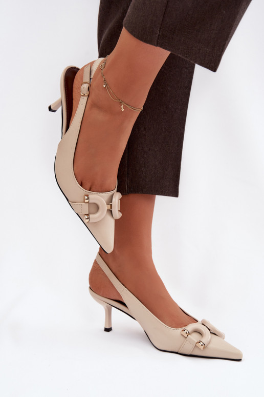 Dámske sandále s tenkými podpätkami S Ornatem Detalem slonovina Brienne