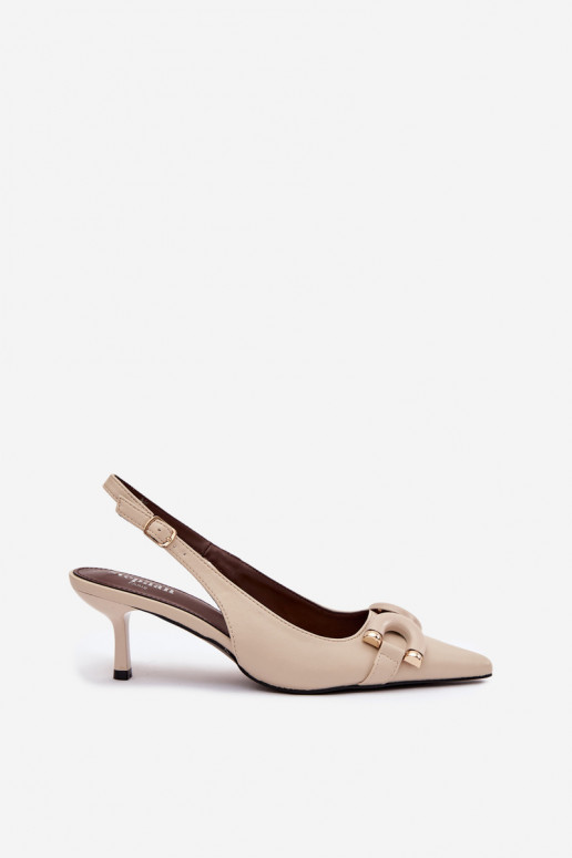 Dámske sandále s tenkými podpätkami S Ornatem Detalem slonovina Brienne