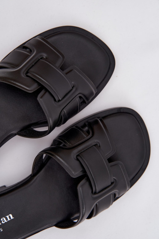 Dámske papuče so širokými podpätkami čierna Lorania