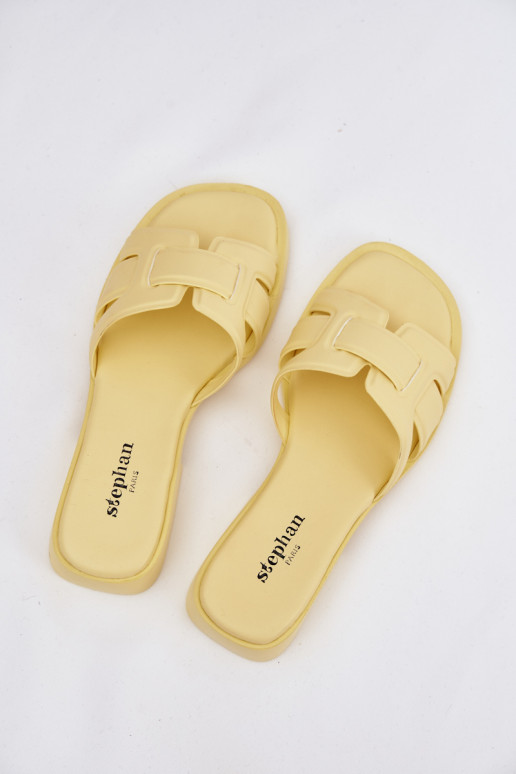 Dámske papuče so širokými podpätkami žltá Lorania