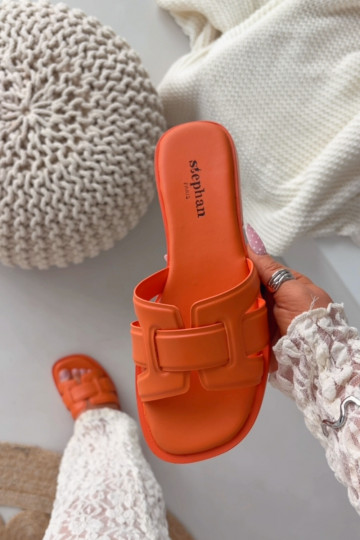 Dámske papuče so širokými podpätkami oranžová Lorania