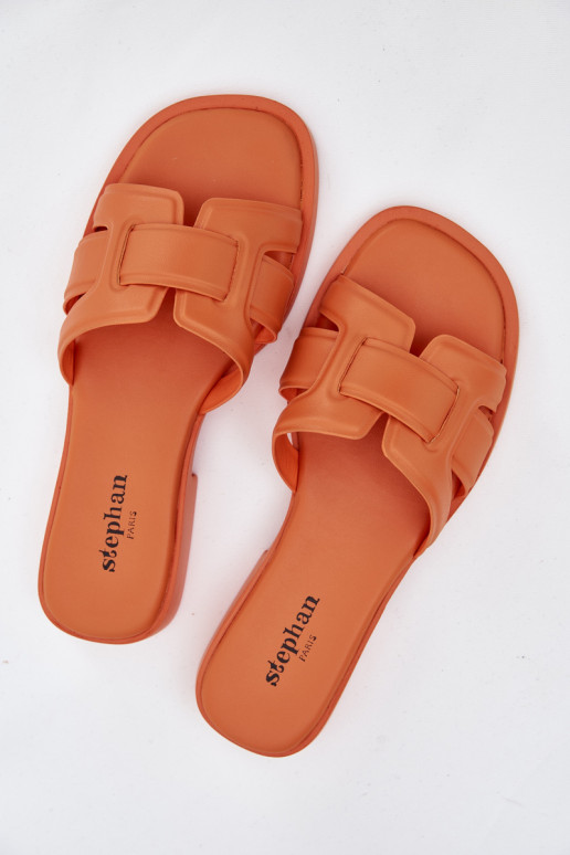 Dámske papuče so širokými podpätkami oranžová Lorania