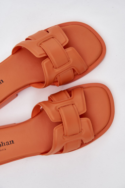 Dámske papuče so širokými podpätkami oranžová Lorania