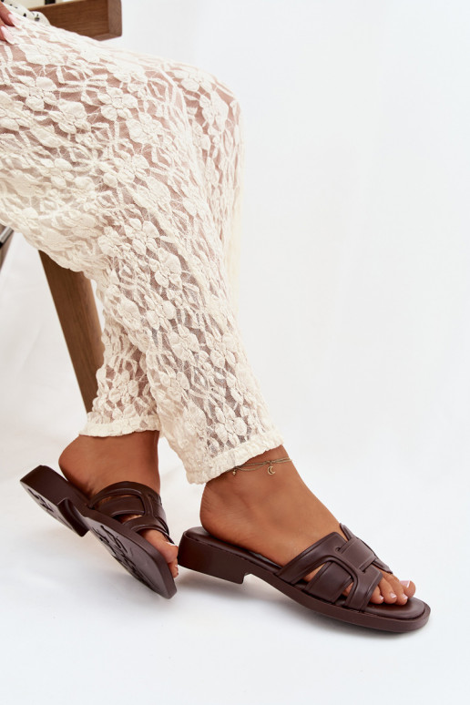 Dámske papuče so širokými podpätkami CzekoladoIne Lorania