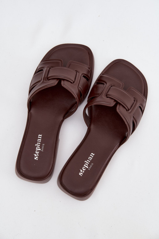 Dámske papuče so širokými podpätkami CzekoladoIne Lorania