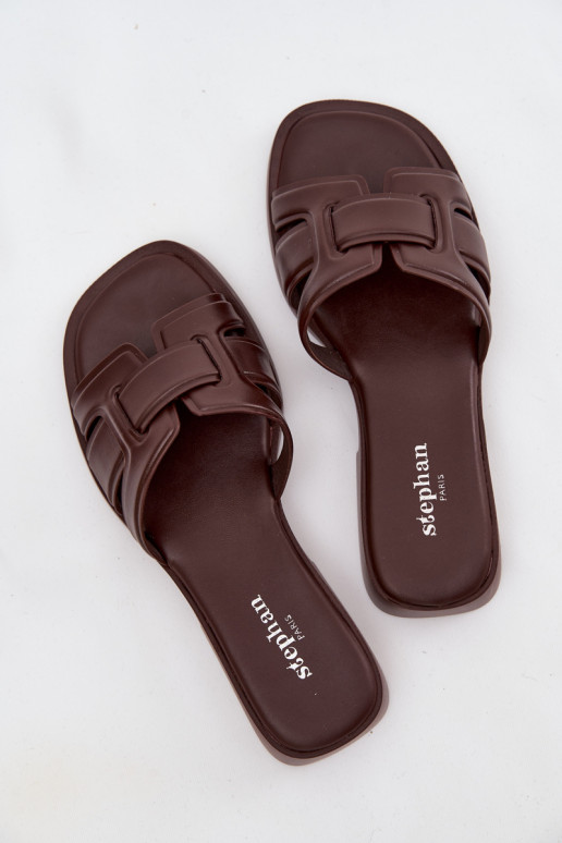 Dámske papuče so širokými podpätkami CzekoladoIne Lorania