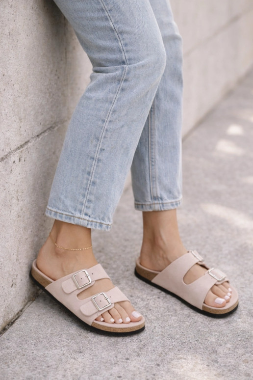 Dámske papuče s prackami Svetlo ružový odtieň Oliena