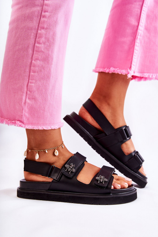 Dámske Dámske sandále s ozdobami čierna Elly