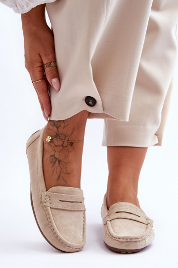 Elegantné semišové mokasíny béžová Lenvie