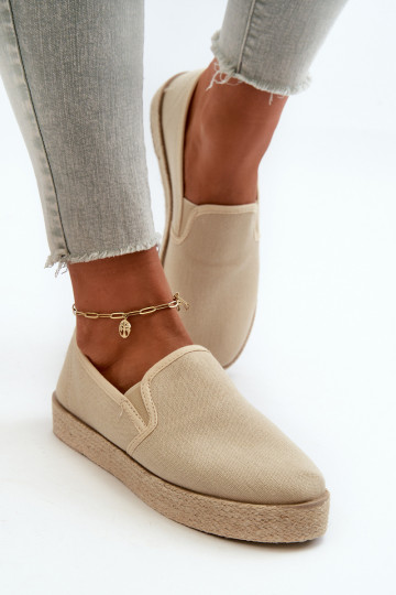 Espadrilky s platformou béžová Zapnutéloenma