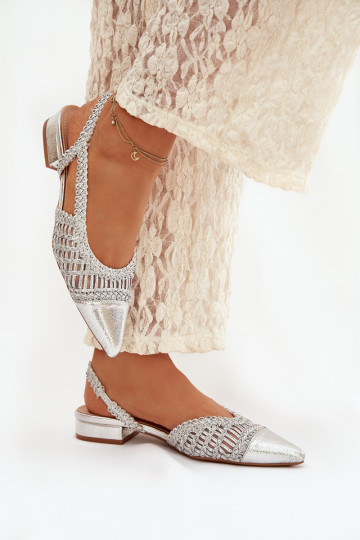 Dámske sandále S vrkočom Zapnuté Klocku strieborná farba Nivorra