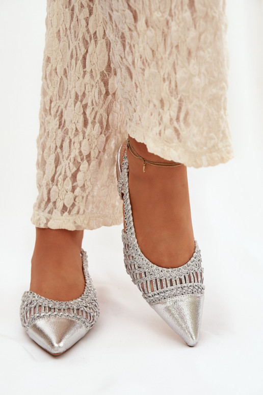 Dámske sandále S vrkočom Zapnuté Klocku strieborná farba Nivorra