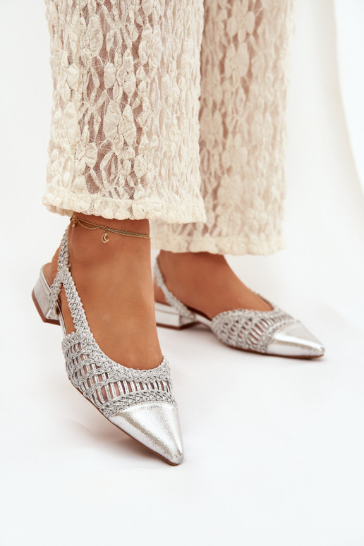 Dámske sandále S vrkočom Zapnuté Klocku strieborná farba Nivorra