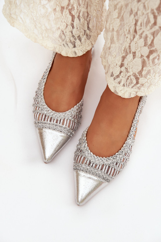 Dámske sandále S vrkočom Zapnuté Klocku strieborná farba Nivorra