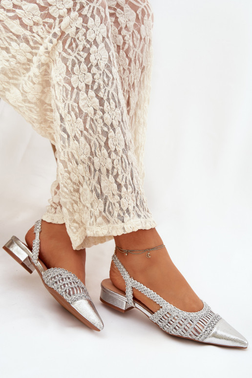 Dámske sandále S vrkočom Zapnuté Klocku strieborná farba Nivorra