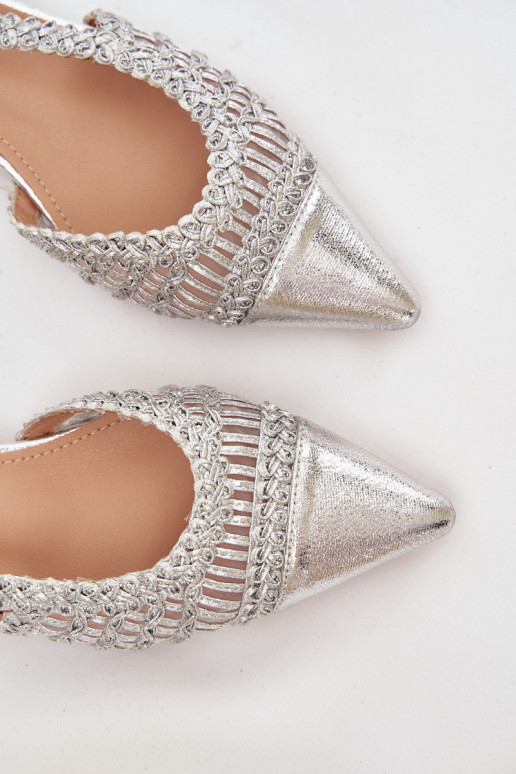 Dámske sandále S vrkočom Zapnuté Klocku strieborná farba Nivorra