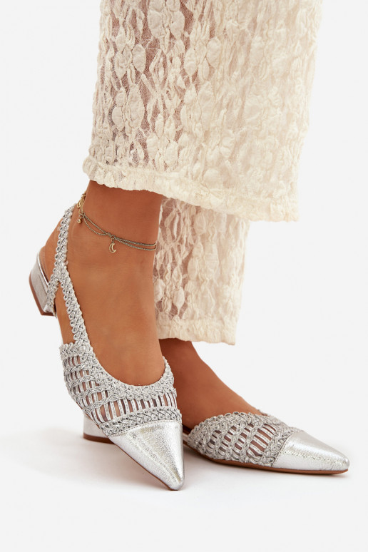 Dámske sandále S vrkočom Zapnuté Klocku strieborná farba Nivorra