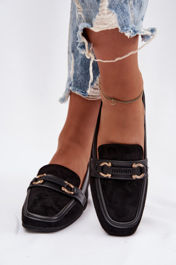 Dámske mokasíny s ozdobnými prvkami, čiernej farby Evelora 2