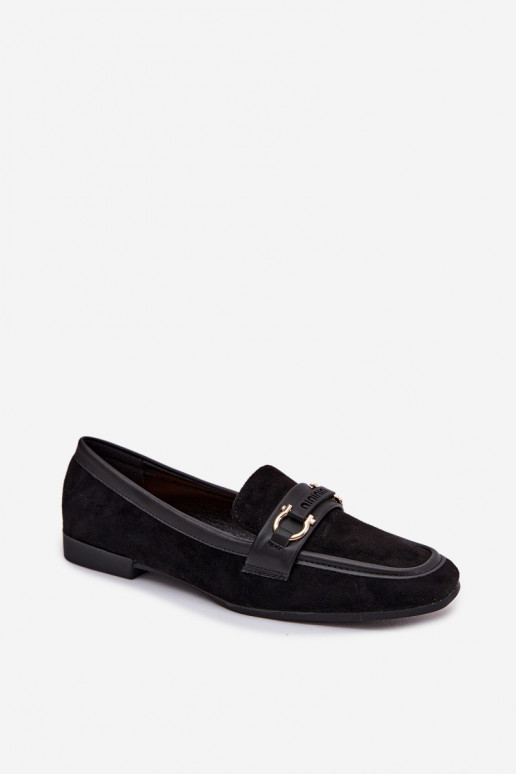 Dámske mokasíny s ozdobnými prvkami, čiernej farby Evelora