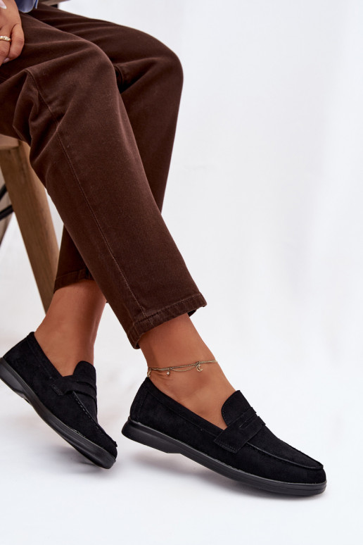 dámske mokasínyz eko semišuu čierna Renelia