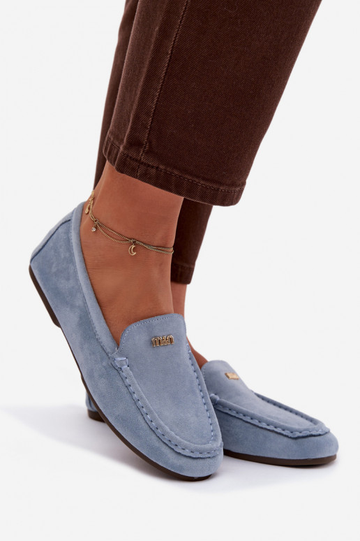 dámske mokasínyMálým zlatej farbym Detalem Modrá Sarivelle