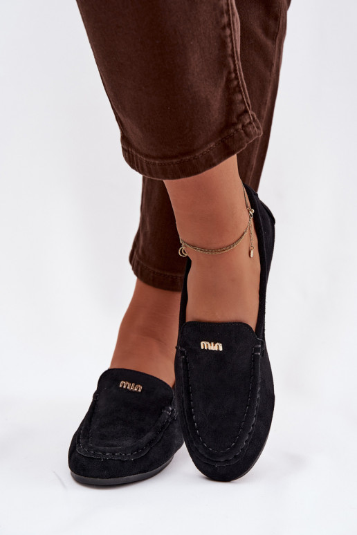 dámske mokasínyMálým zlatej farbym Detalem čierna Sarivelle