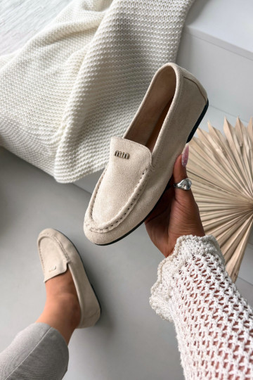 dámske mokasínyMálým zlatej farbym Detalem béžová Sarivelle