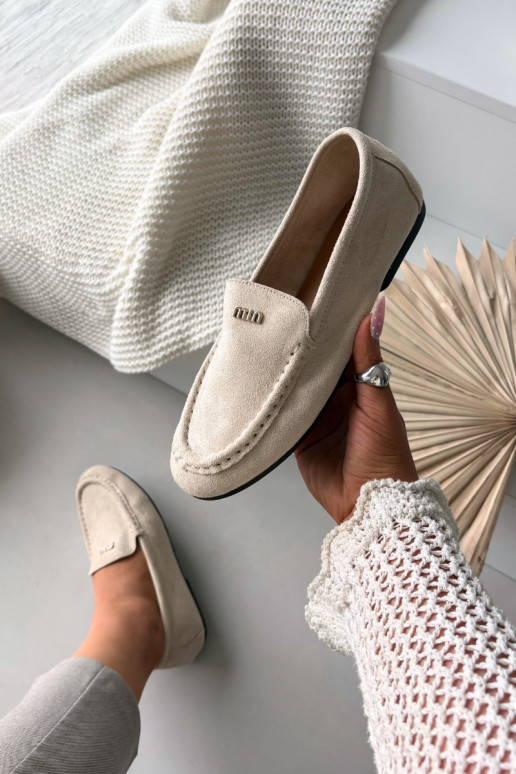 dámske mokasínyMálým zlatej farbym Detalem béžová Sarivelle