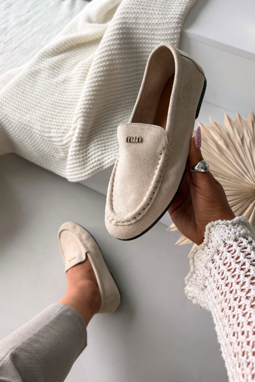 dámske mokasínyMálým zlatej farbym Detalem béžová Sarivelle