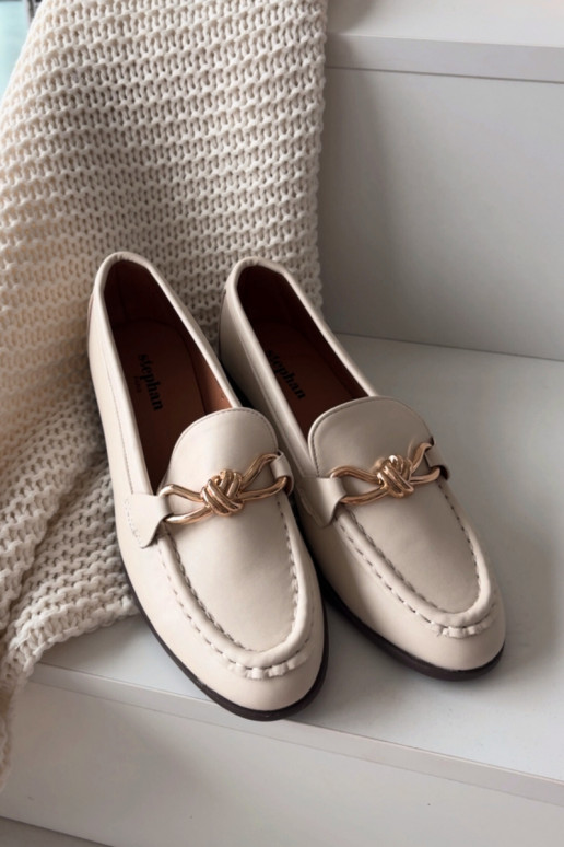 Mokasíny Dámske S Ornatem Detalem slonovina Rosynne