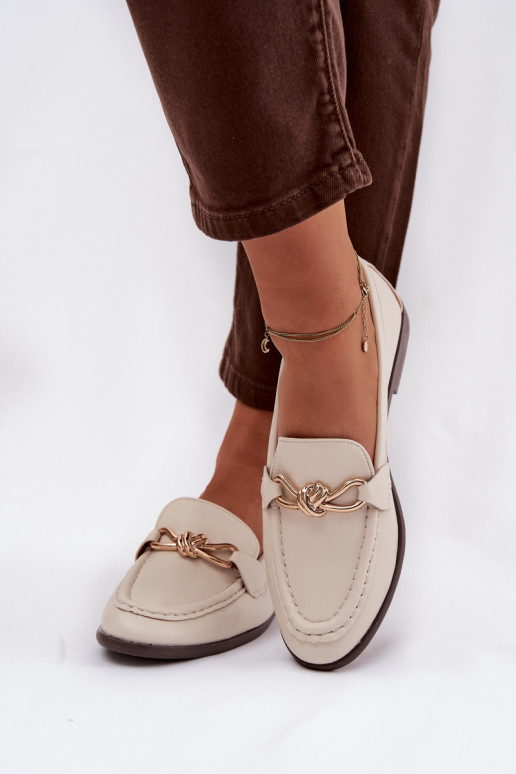 Mokasíny Dámske S Ornatem Detalem slonovina Rosynne