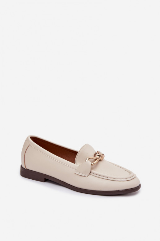 Mokasíny Dámske S Ornatem Detalem slonovina Rosynne