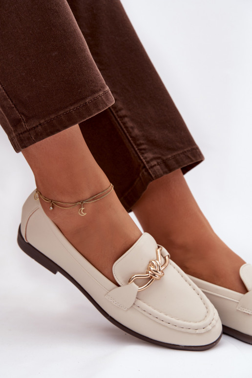 Mokasíny Dámske S Ornatem Detalem slonovina Rosynne