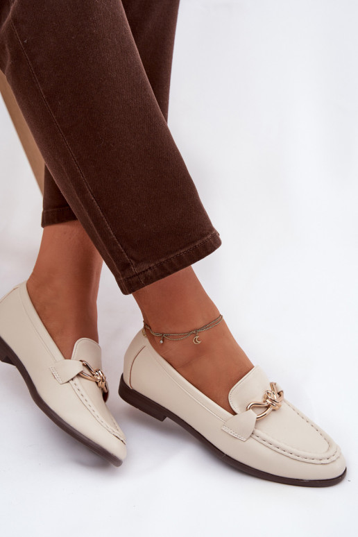 Mokasíny Dámske S Ornatem Detalem slonovina Rosynne