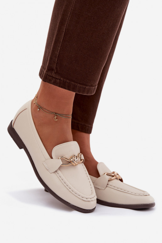 Mokasíny Dámske S Ornatem Detalem slonovina Rosynne