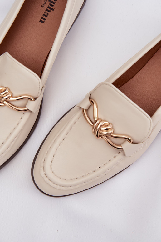 Mokasíny Dámske S Ornatem Detalem slonovina Rosynne