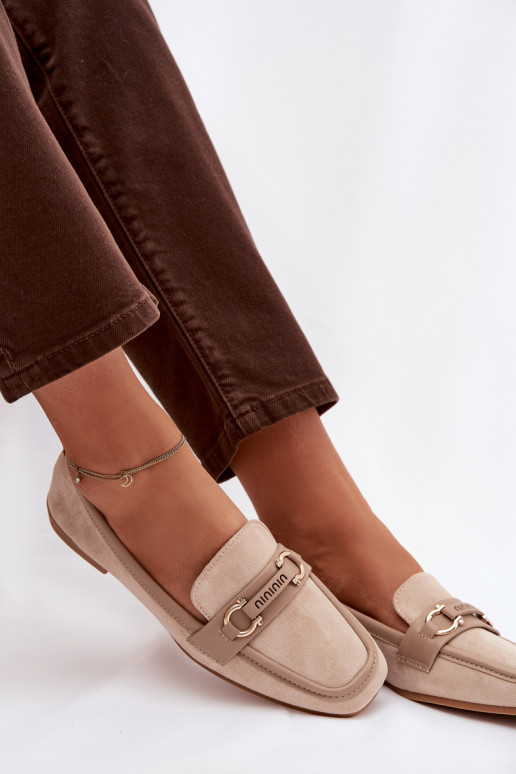 Mokasíny Mokasíny Dámske S Ornatem Element béžová Evelora