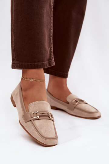 Mokasíny Mokasíny Dámske S Ornatem Element béžová Evelora 2