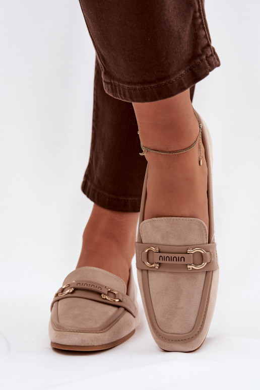 Mokasíny Mokasíny Dámske S Ornatem Element béžová Evelora