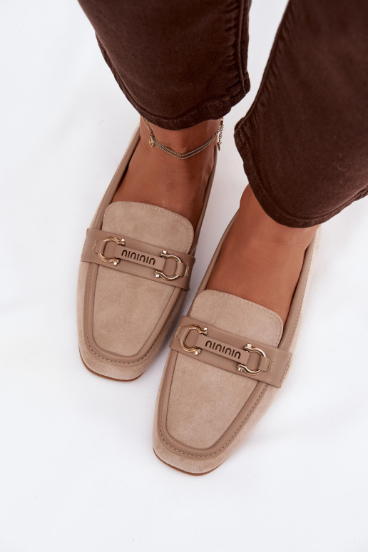 Mokasíny Mokasíny Dámske S Ornatem Element béžová Evelora