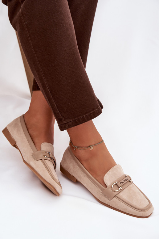 Mokasíny Mokasíny Dámske S Ornatem Element béžová Evelora