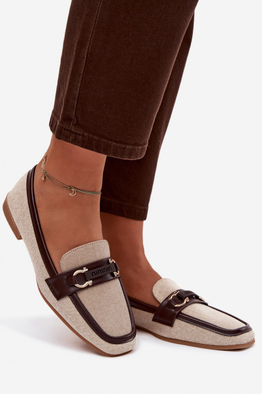 Mokasíny Mokasíny Dámske S Ornatem Element hnedá-béžová Evelora