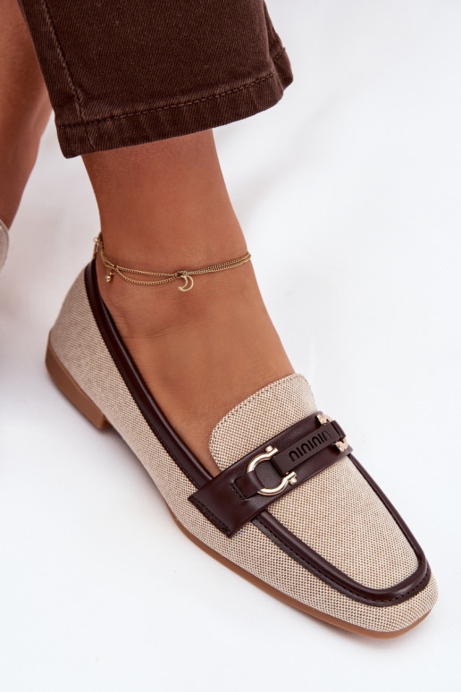 Mokasíny Mokasíny Dámske S Ornatem Element hnedá-béžová Evelora