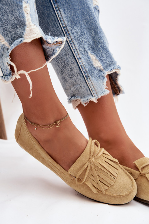 dámske mokasíny so strapcami žltá Janelisse