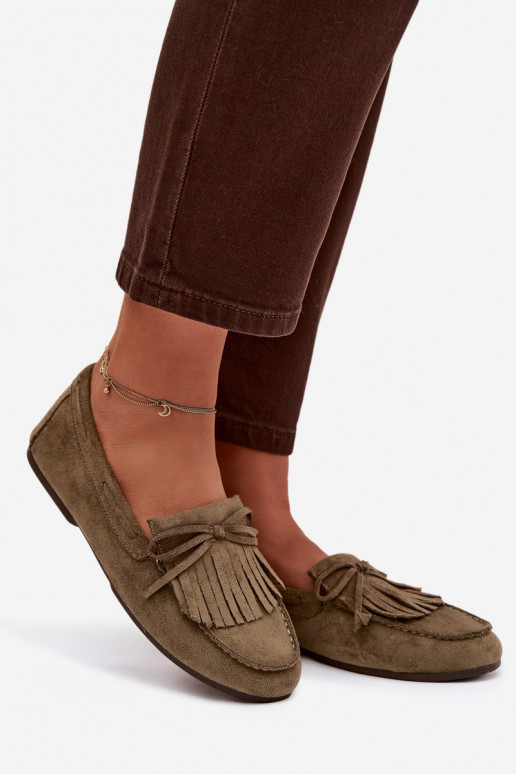 dámske mokasíny so strapcami zelená farba Janelisse
