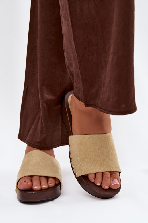 Dámske papuče Ze zlatej farbymi Svorníky žltá Ferinna