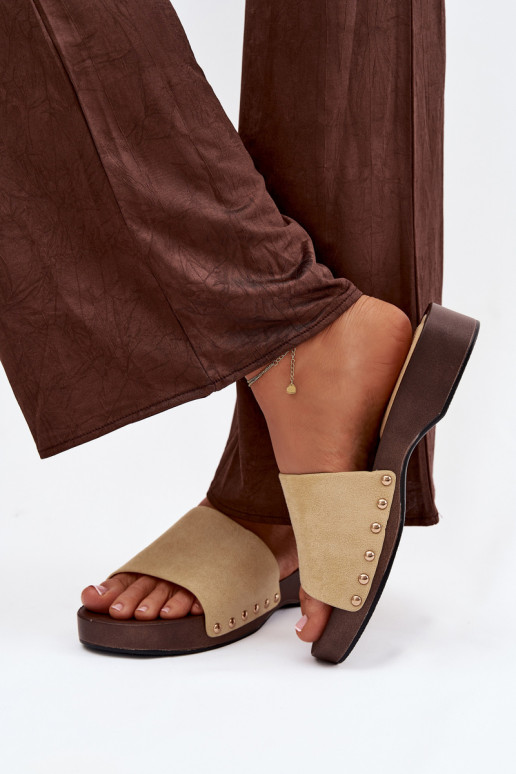 Dámske papuče Ze zlatej farbymi Svorníky žltá Ferinna