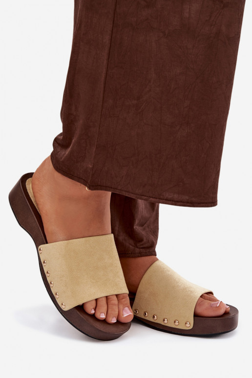 Dámske papuče Ze zlatej farbymi Svorníky žltá Ferinna